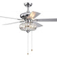 JS-LXR Classic AC 52″ Ceiling Designer Fans with Light C0010 Chrome+Silver-Chrome Motor & Silver Blades