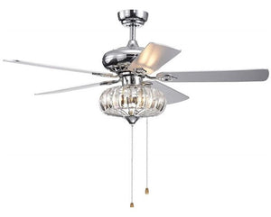 JS-LXR Classic AC 52″ Ceiling Designer Fans with Light C0010 Chrome+Silver-Chrome Motor & Silver Blades