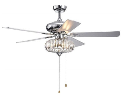 JS-LXR Classic AC 52″ Ceiling Designer Fans with Light C0010 Chrome+Silver-Chrome Motor & Silver Blades