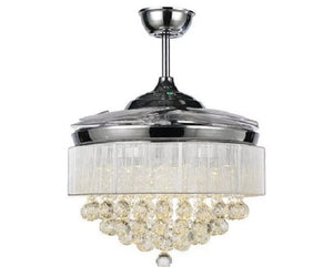 JS-LXR Crystal BLDC 42” Ceiling Chandelier Fans C0017-Chrome Body & Clear Transparent Blades