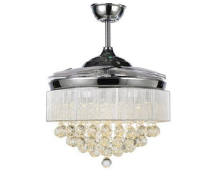 JS-LXR Crystal BLDC 42” Ceiling Chandelier Fans C0017-Chrome Body & Clear Transparent Blades