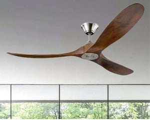 JS-LXR Modern BLDC 60” Ceiling Designer Fans C0034-Brushed Steel & Dark Walnut Blades