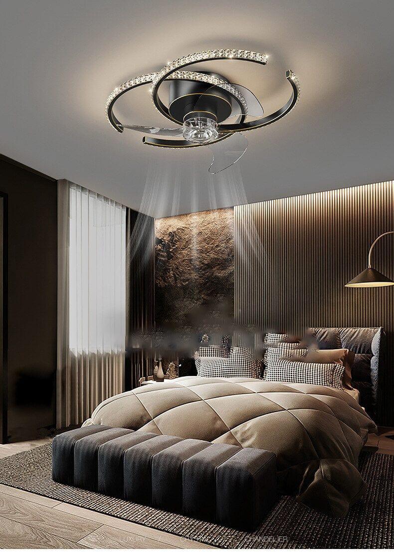 JS-FO - FS-1150 High Speed Ceiling Fixed Chandelier with Fan Black Finish