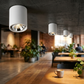 Café idea with round surface dome downlights (illustration)