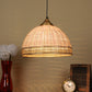 Golden Metal Hanging Light - CANE-WOOD-HL - Included Bulb