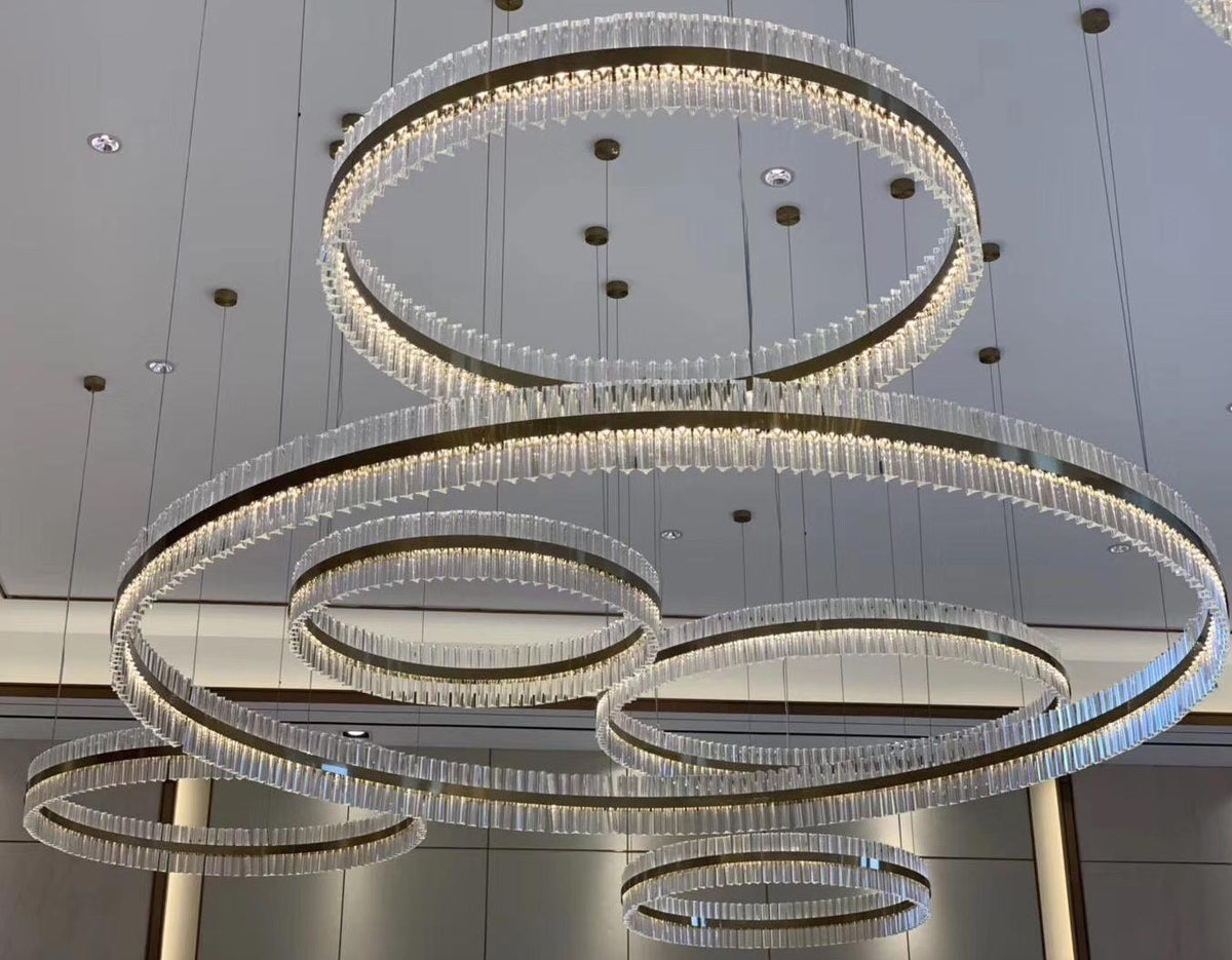 Cascading Crystal Rings Cluster Chandelier – A Statement Piece for Grand Foyers