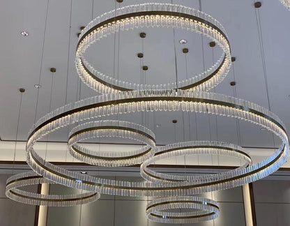 Cascading Crystal Rings Cluster Chandelier – A Statement Piece for Grand Foyers