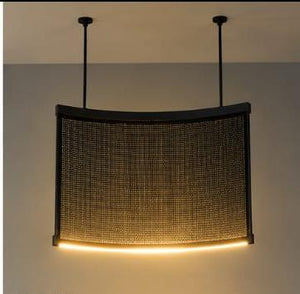 Curved Perforated Metal Screen Chandelier – A Sculptural Statement for Dining & Lounge Spaces