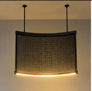 Curved Perforated Metal Screen Chandelier – A Sculptural Statement for Dining & Lounge Spaces
