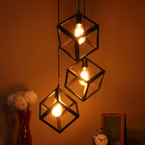 Black Metal Hanging Light CHORAS-TAHLI-SET-3LP-8x8