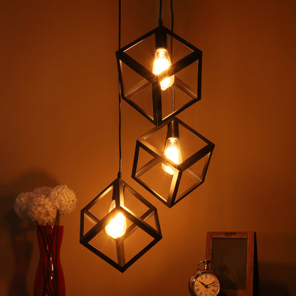 Black Metal Hanging Light CHORAS-TAHLI-SET-3LP-8x8
