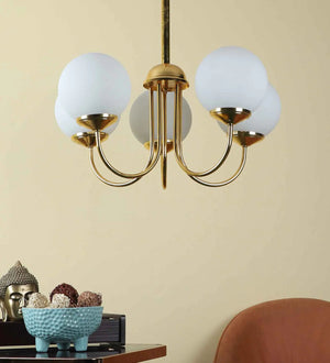 Alper Gold Iron Globe Chandelier | 5030-5lp | Included Bulb | Eliante by Jainsons Lights