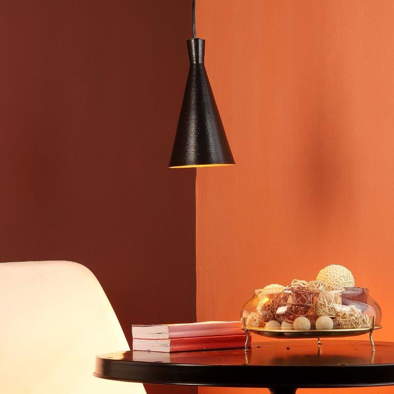 ELIANTE Black Iron Base Black Iron Shade Hanging Light - Cone-1Lp-Small-Bk-Gd - Bulb Included