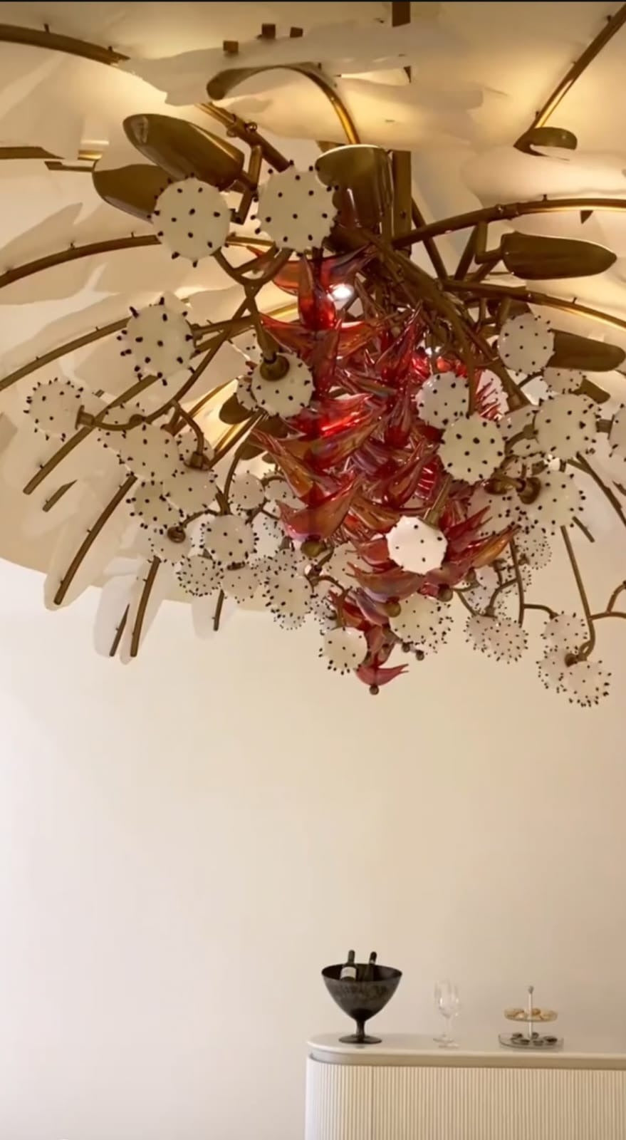 Coral Flame Glass Chandelier – full view