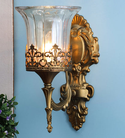 Corner Glass Wallchieres (Gold) | S-197-1W | Included Bulb | Eliante by Jainsons Lights