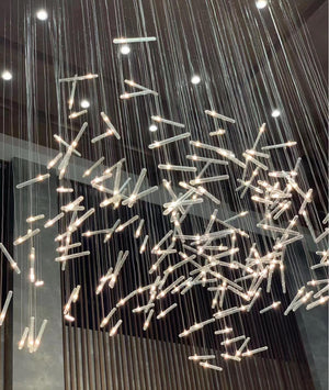 Crystal Rainfall Stick Chandelier – A Statement Piece for Grand Staircases