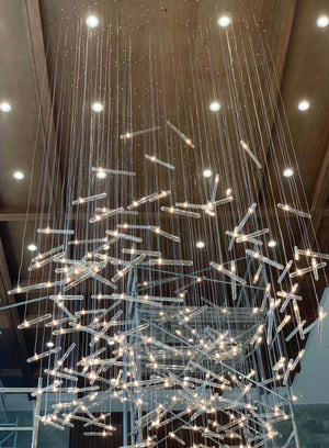 Crystal Rainfall Stick Chandelier – A Statement Piece for Grand Staircases