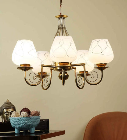 Margaux Gold Iron Shaded Chandelier | 5025-5lp | Included Bulb | Eliante by Jainsons Lights