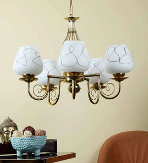 Margaux Gold Iron Shaded Chandelier | 5025-5lp | Included Bulb | Eliante by Jainsons Lights
