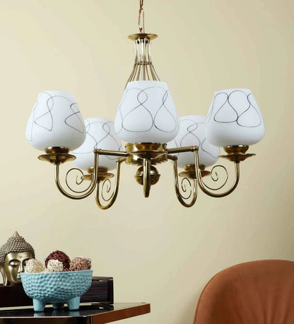 Margaux Gold Iron Shaded Chandelier | 5025-5lp | Included Bulb | Eliante by Jainsons Lights
