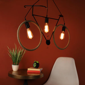 Marrón Brown Wood Hanging Light - CYCLE-RASSI-3LP-EDISON - Included Bulbs