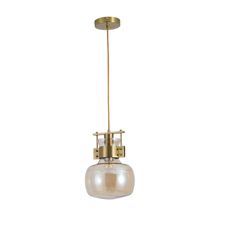 JSPHILO 4-375-1xE27-Gold+Amber Impressions Glass Hangings