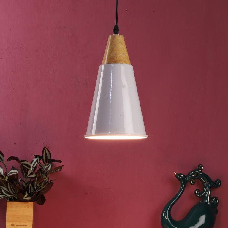 White iron Hanging Light -D-7113-1LP - Included Bulbs