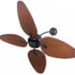 JS-LXR Tropical AC 52" Wall/Ceiling Designer Fans D0006-Matt Black Motor & Walnut Wooden Blades