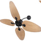 JS-LXR Tropical AC 52" Wall Designer Fans D0007-Matt Black Motor & Palm Wooden Blades