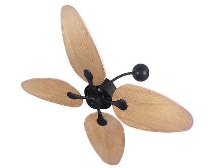 JS-LXR Tropical AC 52" Wall Designer Fans D0007-Matt Black Motor & Palm Wooden Blades