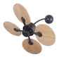 JS-LXR Tropical AC 52" Wall Designer Fans D0008-Matt Black Motor & Walnut Wooden Blades