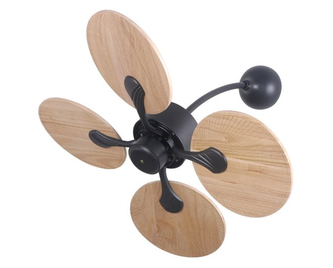 JS-LXR Tropical AC 52" Wall Designer Fans D0008-Matt Black Motor & Walnut Wooden Blades