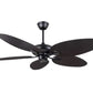 JS-LXR Tropical AC 52" Ceiling Designer Fans D0011-Matt Black Tropical Fan & ABS Blades