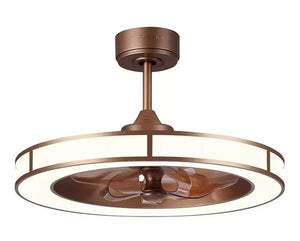 JS-LXR Modern BLDC 16" Ceiling Designer Fans with Light D0012-Sand Gold Fandelier & 5 ABS Blades