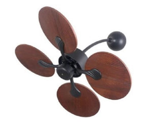 JS-LXR Tropical AC 32" Wall Designer Fans D0018-Matt Black Motor & Dark Walnut Blades