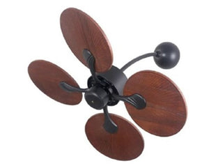 JS-LXR Tropical AC 32" Wall Designer Fans D0018-Matt Black Motor & Dark Walnut Blades