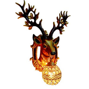 JS-LBR Deer No. 1 With Crystal Glass Novelty Wall Lights