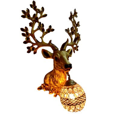 JS-LBR Deer No. 2 (Big) With Crystal Glass Novelty Wall Lights