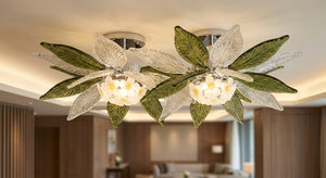 Frangipani Grove Glass Flush Chandelier – A Botanical Statement for Modern Ceilings
