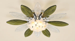 Frangipani Grove Glass Flush Chandelier – A Botanical Statement for Modern Ceilings