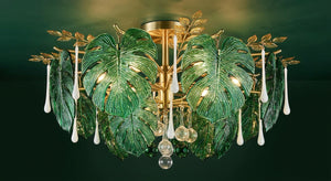 Rainforest Canopy Glass Chandelier – A Lush Botanical Statement in Hand-Blown Glass