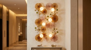 Amber Canopy Glass Wall Chandelier – An Illuminated Botanical Wall Sculpture