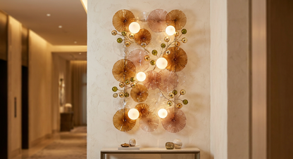 Amber Canopy Glass Wall Chandelier – An Illuminated Botanical Wall Sculpture