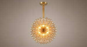 Saffron Bloom Glass Chandelier – A Radiant Flower-Inspired Statement in Hand-Blown Glass