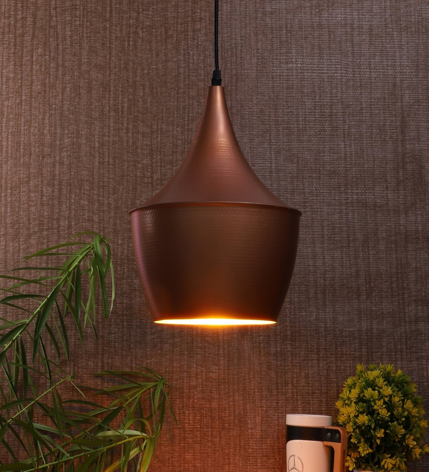 Copper Metal Hanging Light -Dholak-Rd-Cop - Included Bulb