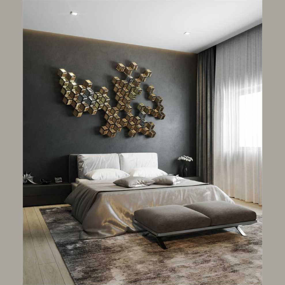 Diamond Wall Faceted Crystal Cube Wall Art Installation – full view