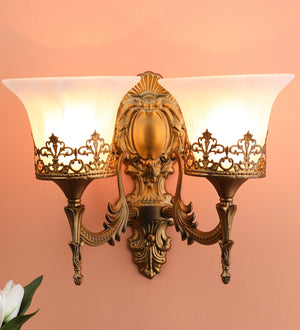 Dijon Glass Wallchieres (Gold) | S-187-2W | Included Bulb | Eliante by Jainsons Lights