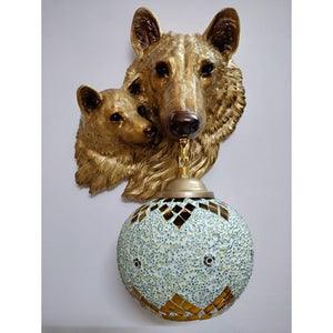 JS-LBR Dog Family (Antique) With Craft Glass Novelty Wall Lights