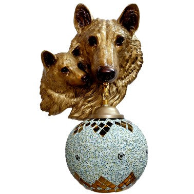 JS-LBR Dog Family (Antique) With Craft Glass Novelty Wall Lights