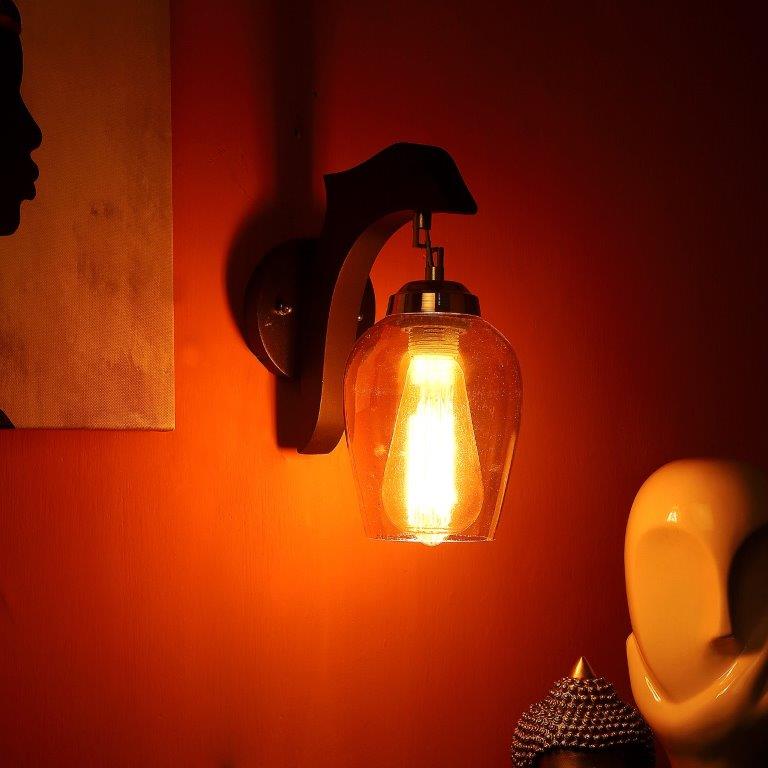 ELIANTE Brown Iron Base Gold Glass Beads Shade Wall Light - Dol-2-1W - Bulb Included
